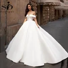 Женское атласное платье, длинное белое платье с открытыми плечами, свадебное платье