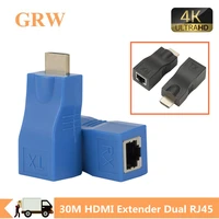 grwibeou newest hdmi extender rj45 ports lan network hdmi extension up to 30m over cat5e 6 utp lan ethernet cable for hdtv