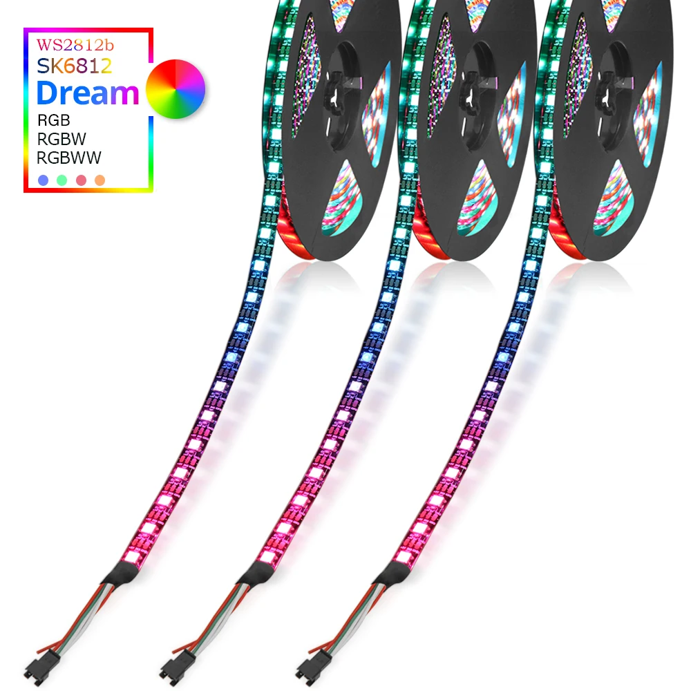 Светодиодная лента WS2812b SK6812 1 м/5 м 30/60/144 пикселей/светодиоды/м умная RGB RGBW RGBWW