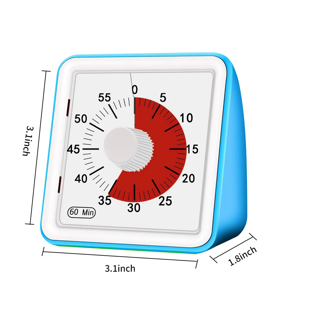 

1 Pcs 60 Minutes Visual Analog Timer Silent Countdown Clock Time Management Tool For Kids Adults Safe Durable