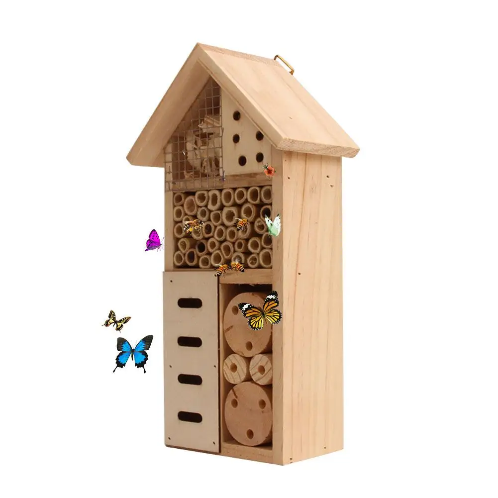 

Wooden Insect Bee Butterfly House Wood Bug Room Hotel Shelter Garden Decoration Nests Box Insects Box for Outdoor Garden Yard
