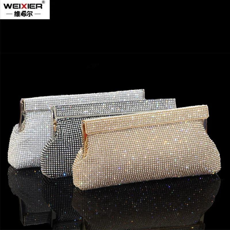 

Luxury Diamond Women's Clutch Bag Bridal Wedding Purse Handbag Gold Silver Black Rhinestone Evening Bag designer bags womens bag