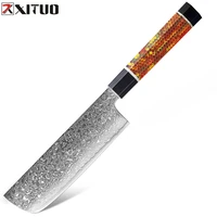 xituo japanese damascus steel 7 inch nakiri knife vegetables cleaver cooking tools kitchen knives vg10 utility slicing knives