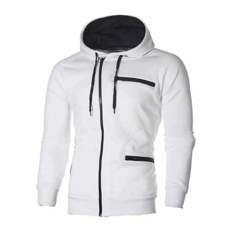 

2021 spring and autumn men's brand European and American fashion placket double zipper cardigan contrast Hooded Jacket