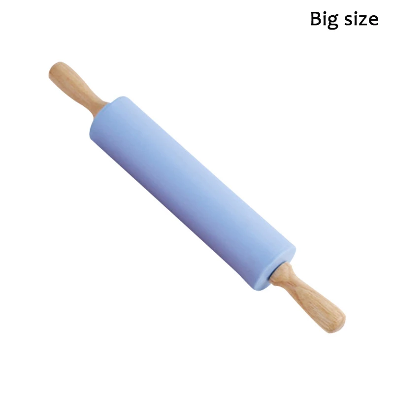 30cm blue Силиконовые скалки, деревянные руки скалка для торта, deegroller, помадка ролик, тесто ролик, patisserie outils аксессуары - Цвет: 30cm blue
