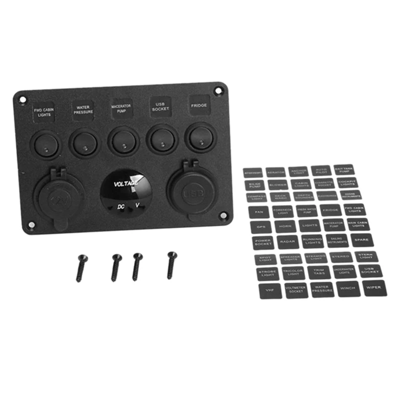 5 комплектов ВКЛ ВЫКЛ переключатель панель управления вольтметр двойной USB