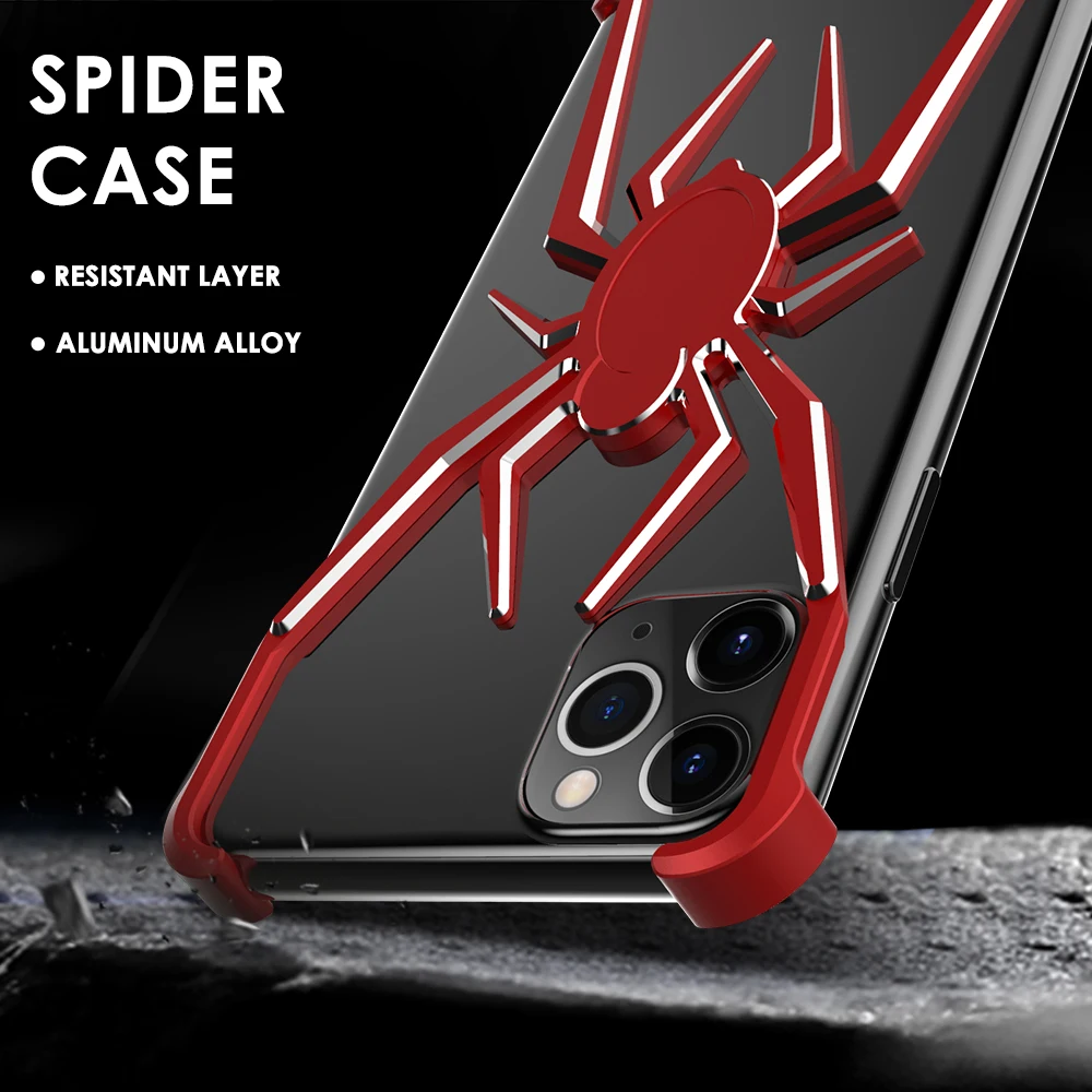 R-JUST Алюминиевый металлический чехол с пауком для iPhone 11 Pro Max XS Max XR X 8 7 Plus, чехол с Железным человеком, защитный чехол для телефона, кожаная сумка