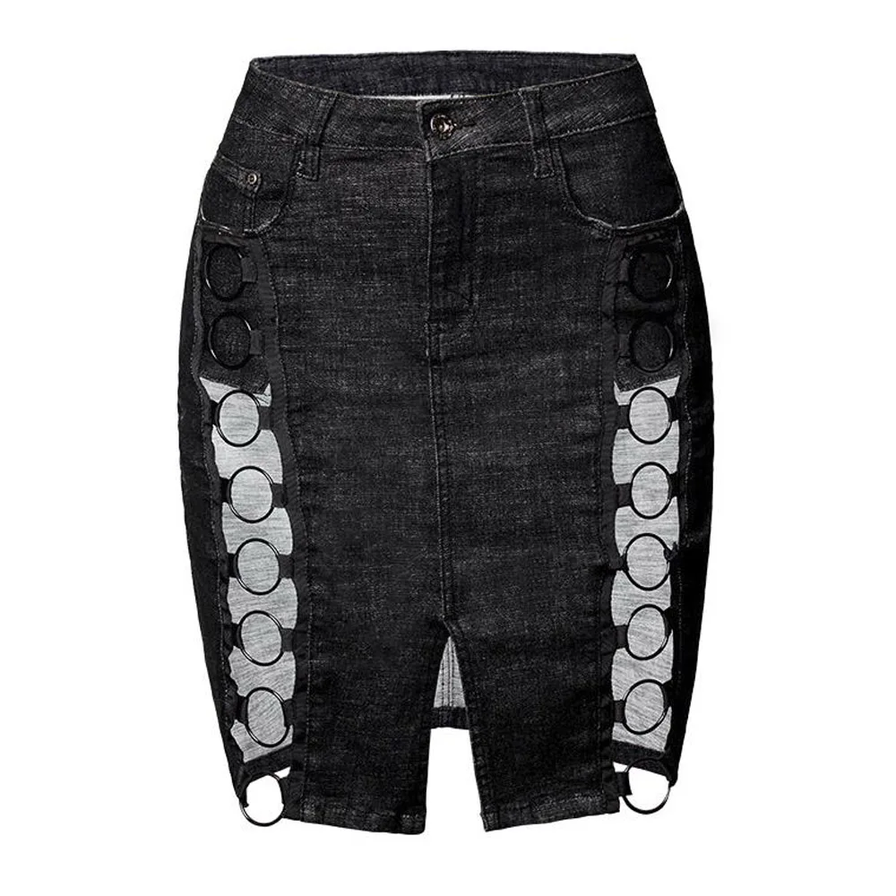Женские пикантные Облегающие юбки с вырезами джинсовые винтажные женские