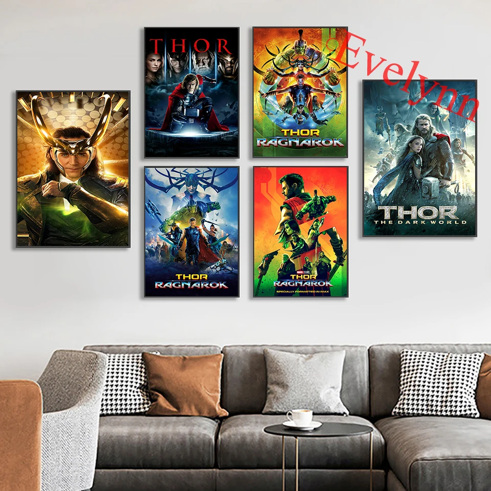 

Classic Movie Marvel Thor Ragnarok Poster Loki Painting Modern Living Room Decor Canvas Wall Art Prints Nordic Home Decor Prints