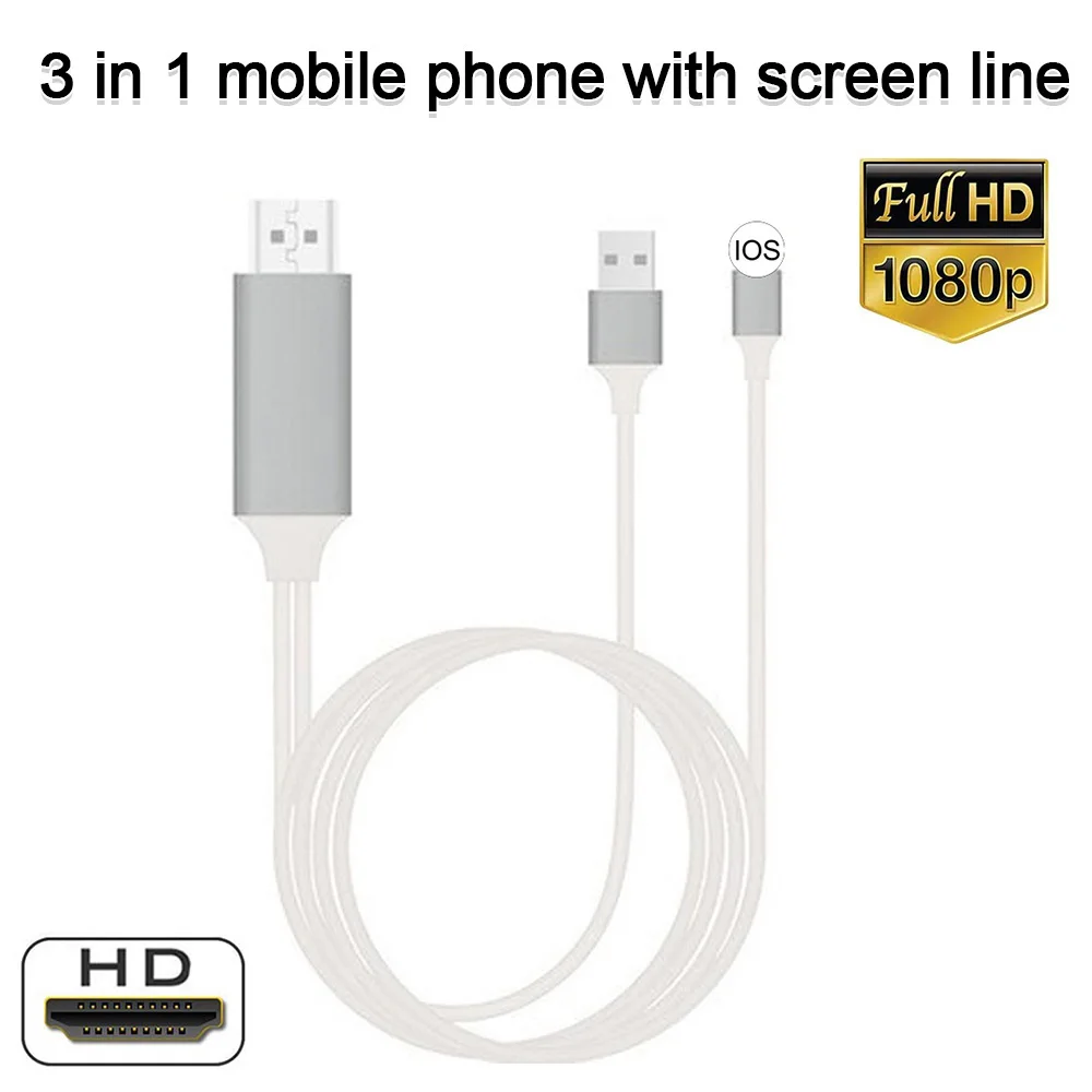 

1080P HDTV Cable 8 Pin To HDMI-Compatible Digital AV Adapter With USB Charge Converter Cable For Iphone Ipad TV Projector