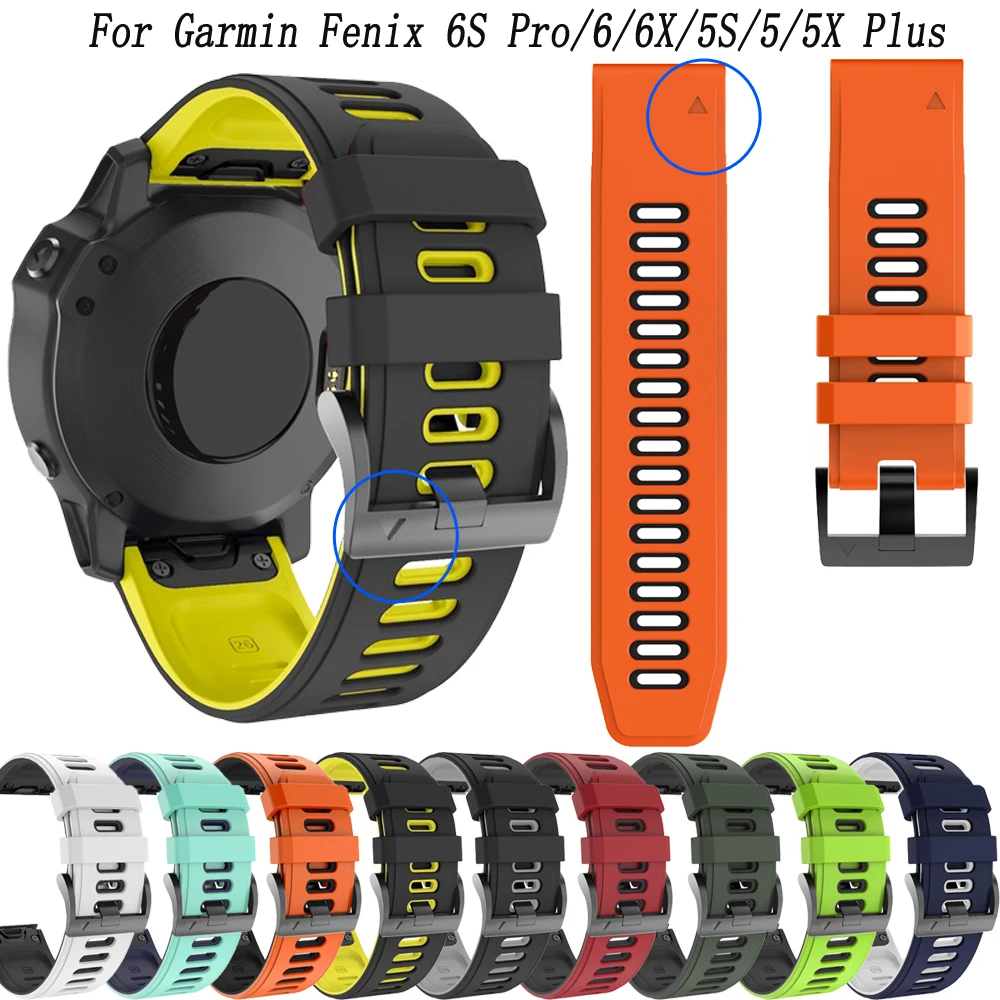 

26/22/20mm Watchband For Garmin Fenix 6 6S 6X Pro 5 5X 5S Plus 3HR 935 Silicone Band Quatix 5 D2 MK1 Watch Easyfit Wrist Strap