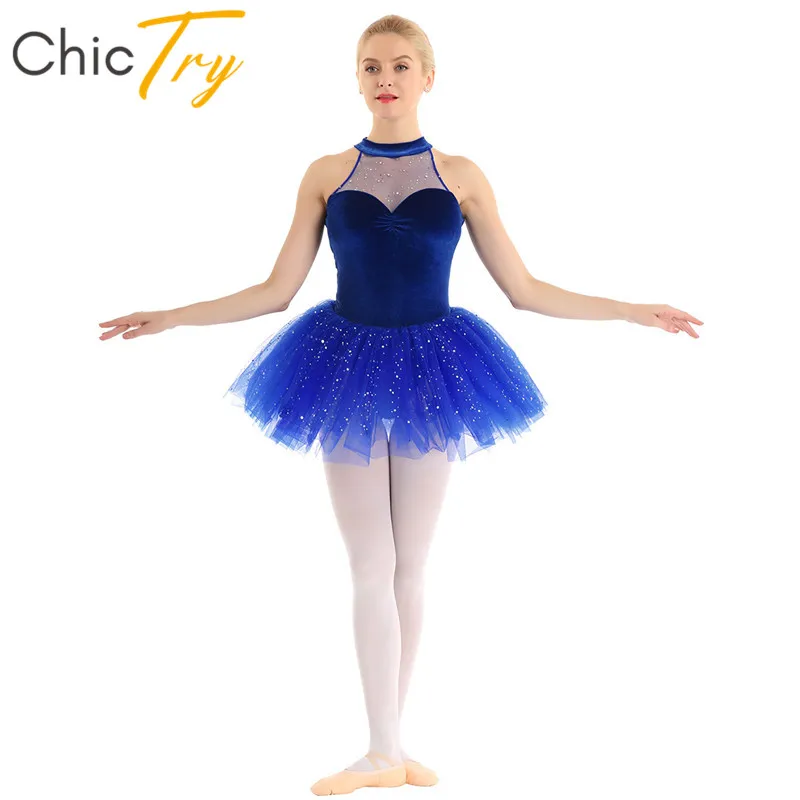 Трико-пачка женское бархатное Сетчатое без рукавов с блестками | Тематическая