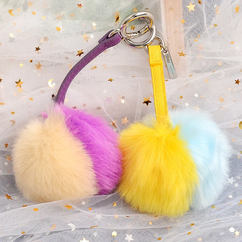 Новинка 2020 брелок с помпоном милый двухцветный шарик из искусственного