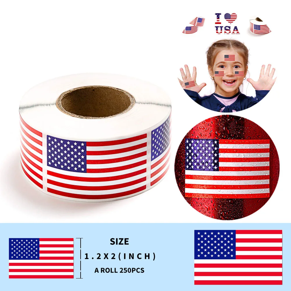 250 маленькая наклейка с американским флагом в рулоне патриотическая для ноутбука