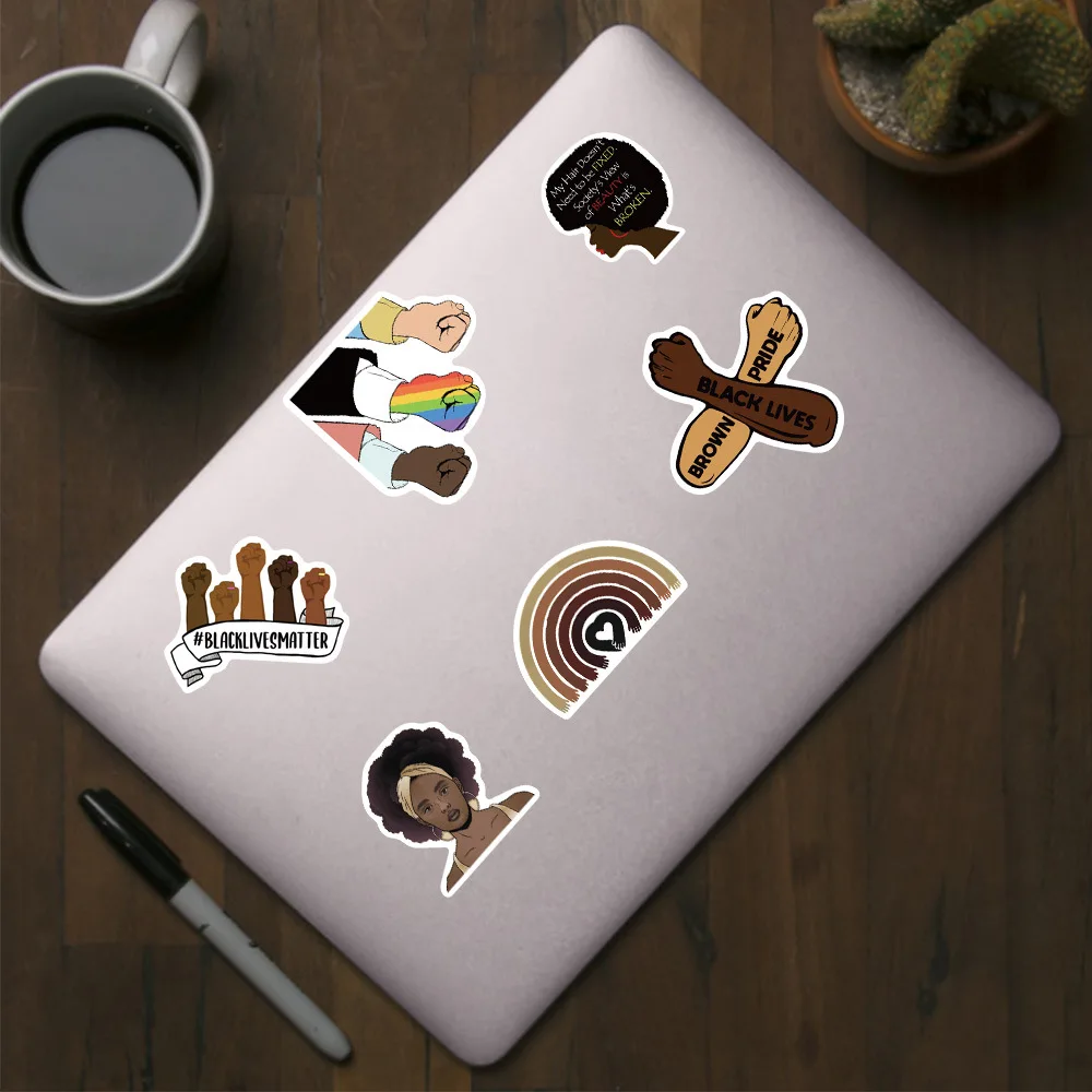 

50pcs Hot Black Lives Matter Waterproof Stickers for DIY Luggage Laptop Skateboard Moto Wall Decor Sticker Bedroom Decor
