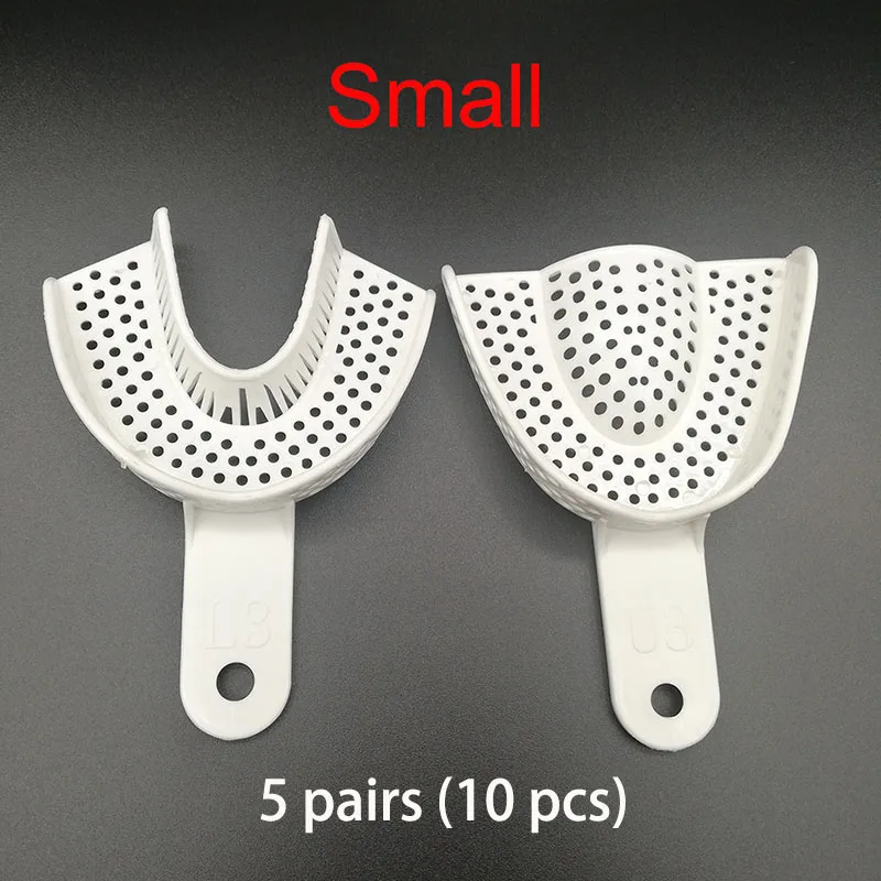 5pairs S (10pcs) 10 шт./компл. для зубных слепков пластмассовые лотки без сетчатый лоток стоматологические инструменты стоматология лабораторный Материал зубной держатель Лотки - Color: 5pairs S (10pcs)