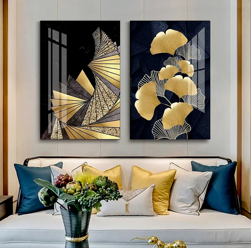 

Nordic Canvas Painting Leaf and Geometry Picture Decor Painting Oil Painting Wall Picture Poster Modern Wall Art Picture Home