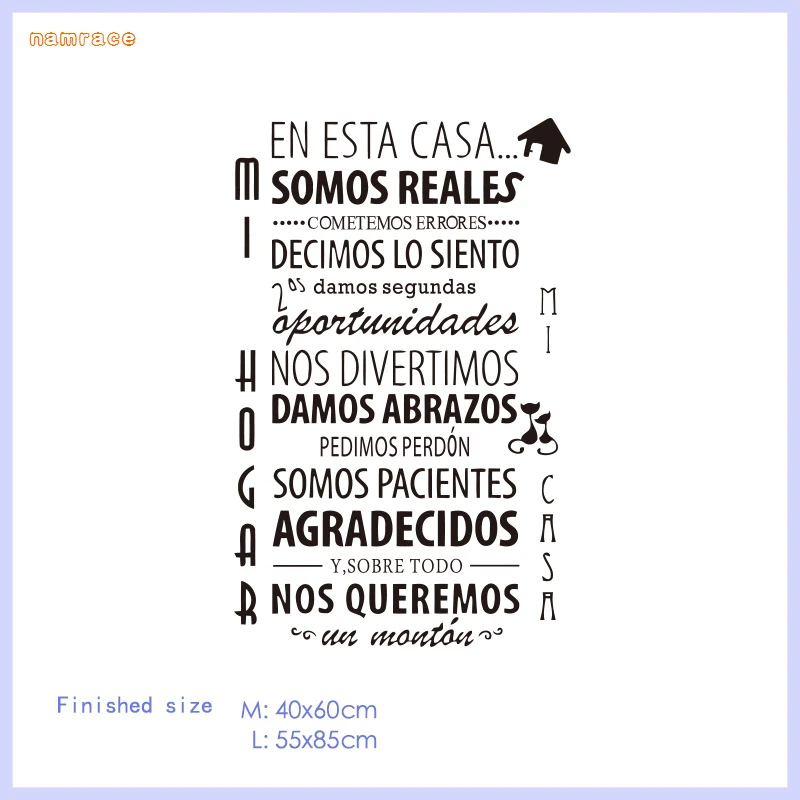 

Vinyl Carved Wall Sticker Spanish House Rules Removable Decal Art Wallpaper Fashion Simple Home Decoration Painting SP-018