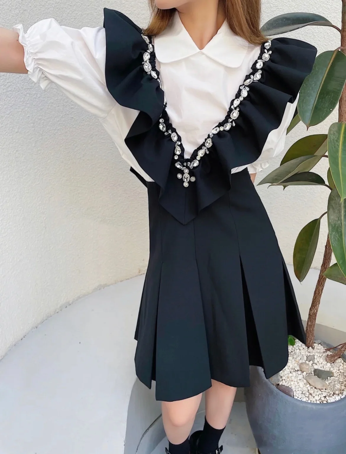 

Summer Fashion 2021SS Women Ruffles Diamonds Black Strap Sleeveless Dress For Ladies Ddxgz2 5.17