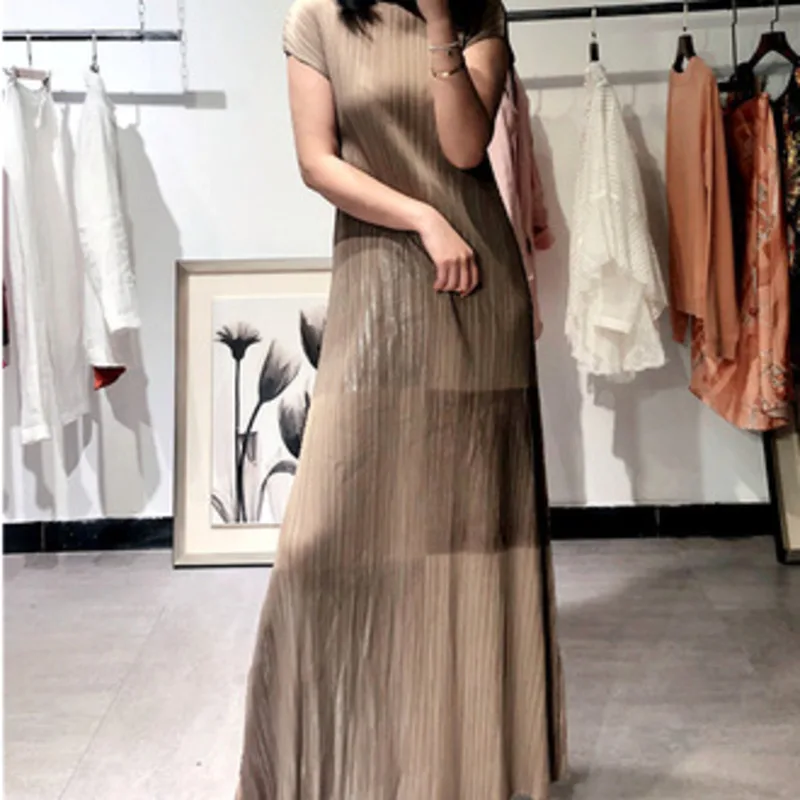 

LANMREM Women Summer Dress Standing Collar A-line Slim Patchwork Pleated Female Fashion Tide Summer 2021 2H245