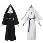 Костюм монахини из фильма для женщин, длинный черный костюм монахини, Арабская религия, униформа монаха, призрака, одежда для Хэллоуина