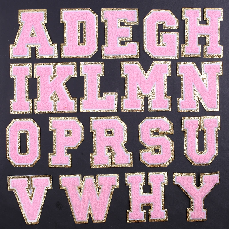 

Chenille Letter Alphabet Embroidered Iron on Patch Sewing Patches Diy Clothes Stickers Applique for Clothing Garment Accessories
