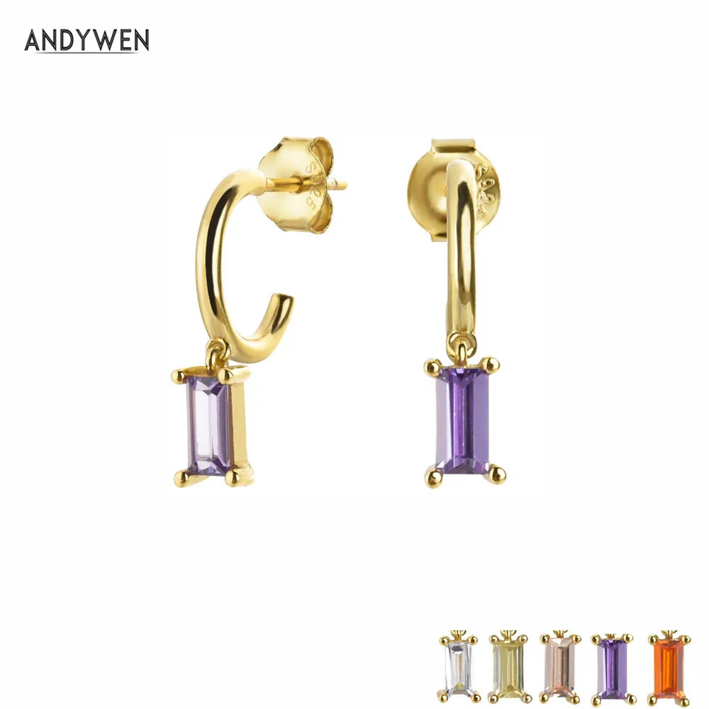 

ANDYWEN 925 Sterling Silver Pure Mini Hoops Gold Circle Earring 2021 New Design Luxury Crystal No Clips Women Jewelry
