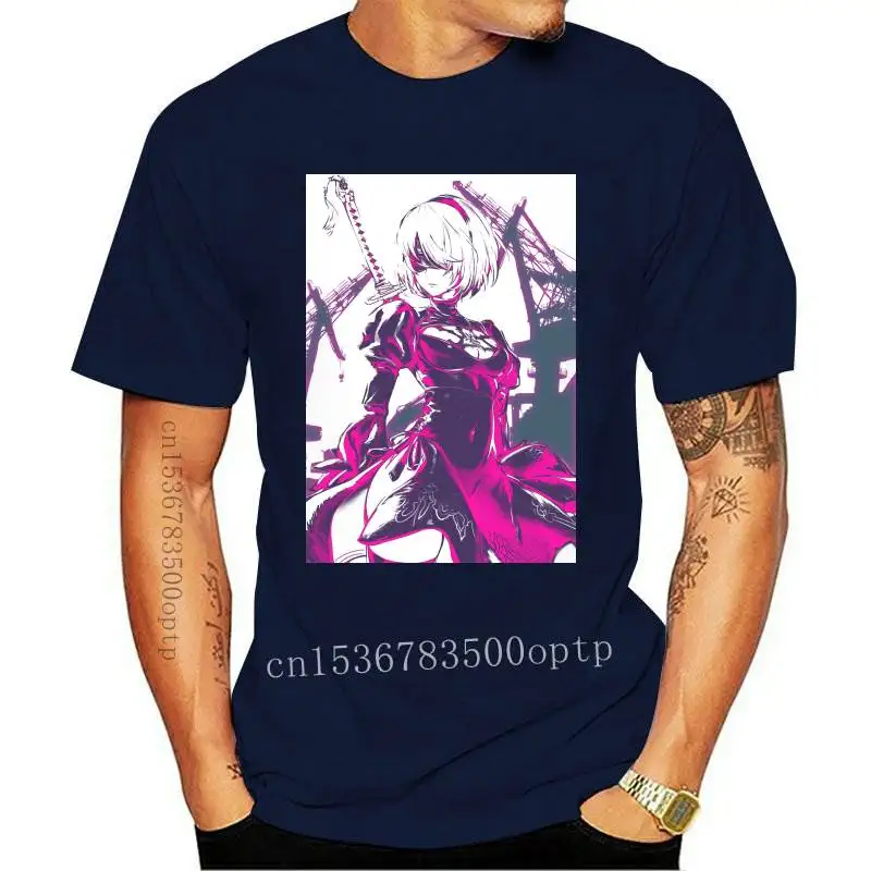 

New High Quality O-Neck 100 Cotton Neon 2B T-shirt NieR Automata sleeve short