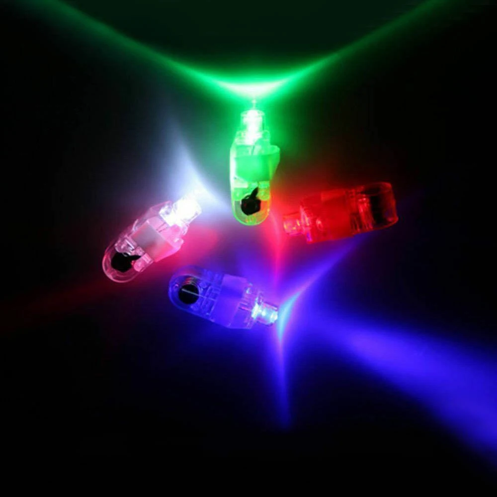 

100Pcs LED Finger Lights Laser Light Up Beam Torch Glow Party Light Up Rings Lights