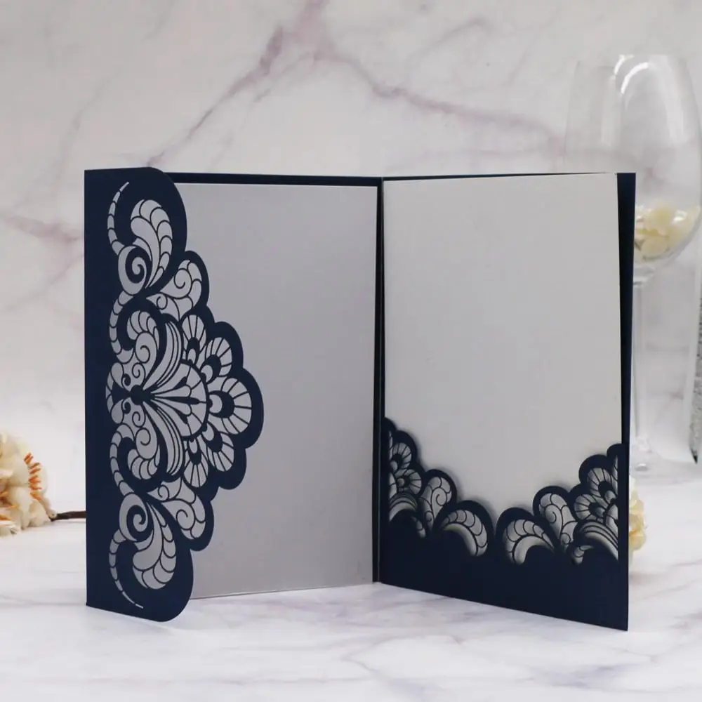 50 шт./лот свадебные приглашения с ажурным кружевом конверты для праздничных