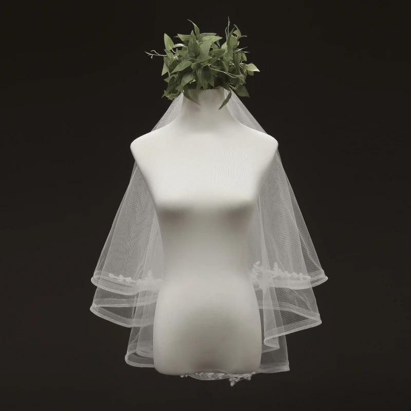 Свадебная фата с гребнем и кружевными краями два слоя | Свадьбы торжества