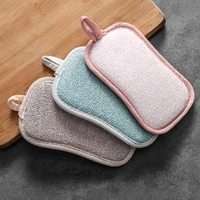 bathroom cleaning tool double sided microfiber scourer sponge kitchen dish washing cloth wipers scouring pads scrubber