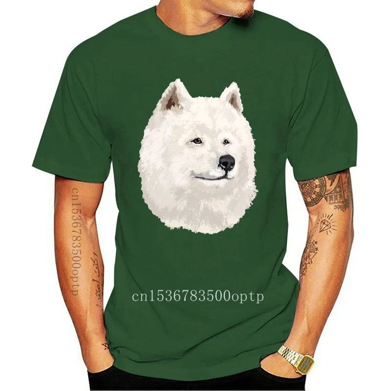 

Новая футболка с круглым вырезом, Лидер продаж, Мужская футболка из натурального хлопка, футболка с самоидом и собакой, футболка с надписью ...