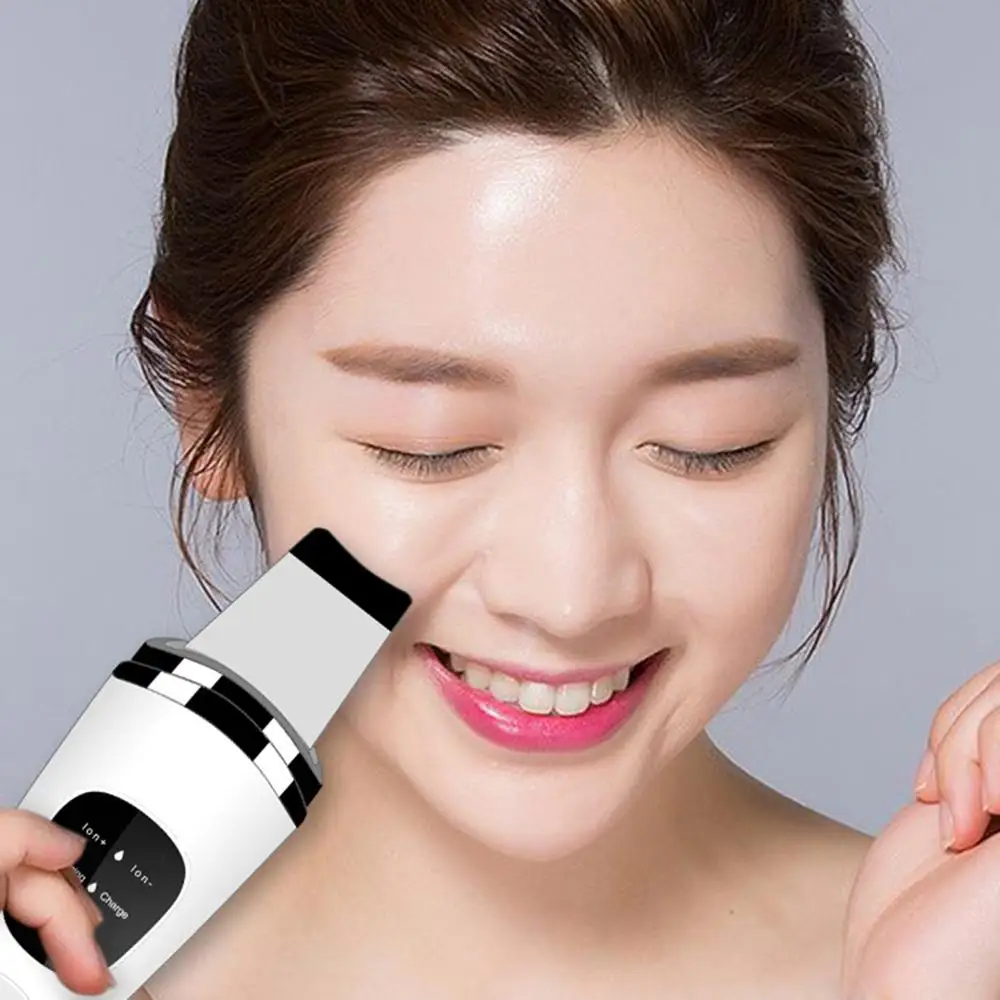 Ультразвуковой скребок для кожи лица ионный акне угрей очиститель пилинг лопаты