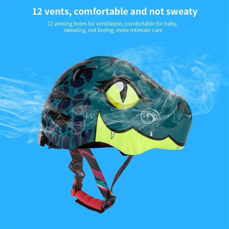 Dropship-Kids Bike Helmet Design Dinosaur Pattern Safety Cycling MTB Ultralight Adjustable From Toddler | Спорт и развлечения