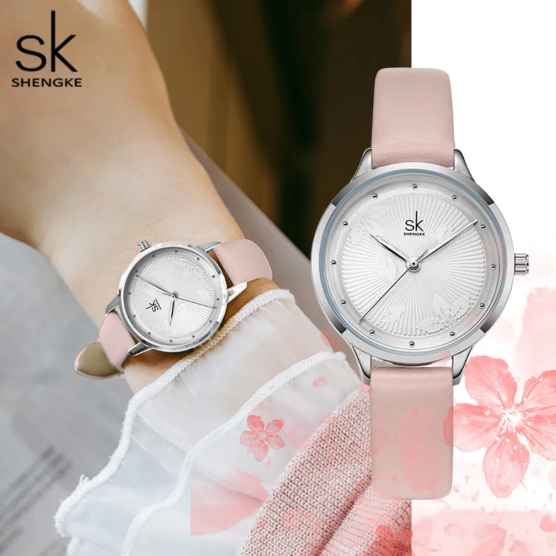 Часы женские повседневные с принтом кленовых листьев и кожаным ремешком|Женские