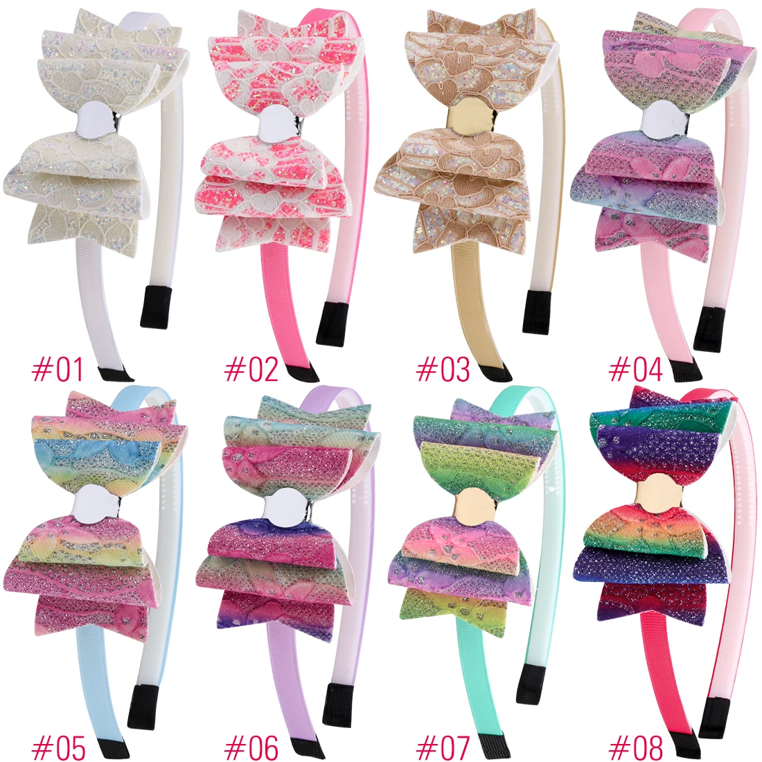 Детская повязка на голову с блестящими бантиками 8 шт./компл. | Аксессуары для