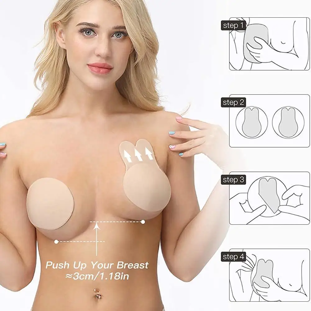 

Sexy Lift Nipple Cover Pasties Reusable Push Up Invisible Strapless 2pcs/1 Adhesive Lifter Petals Pair Breast Bra Bust Sili E2G1