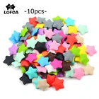 LOFCA 10 шт. пятиконечная звезда, Силиконовые Мягкие бусины, Детские молярные бусины, Diy браслет, искусственная звезда, детский прорезыватель, форма звезды