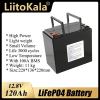 liitokala 12 8v 120ah lifepo4 battery with 100a bms 12v 120ah battery for go cart ups household appliances inverter