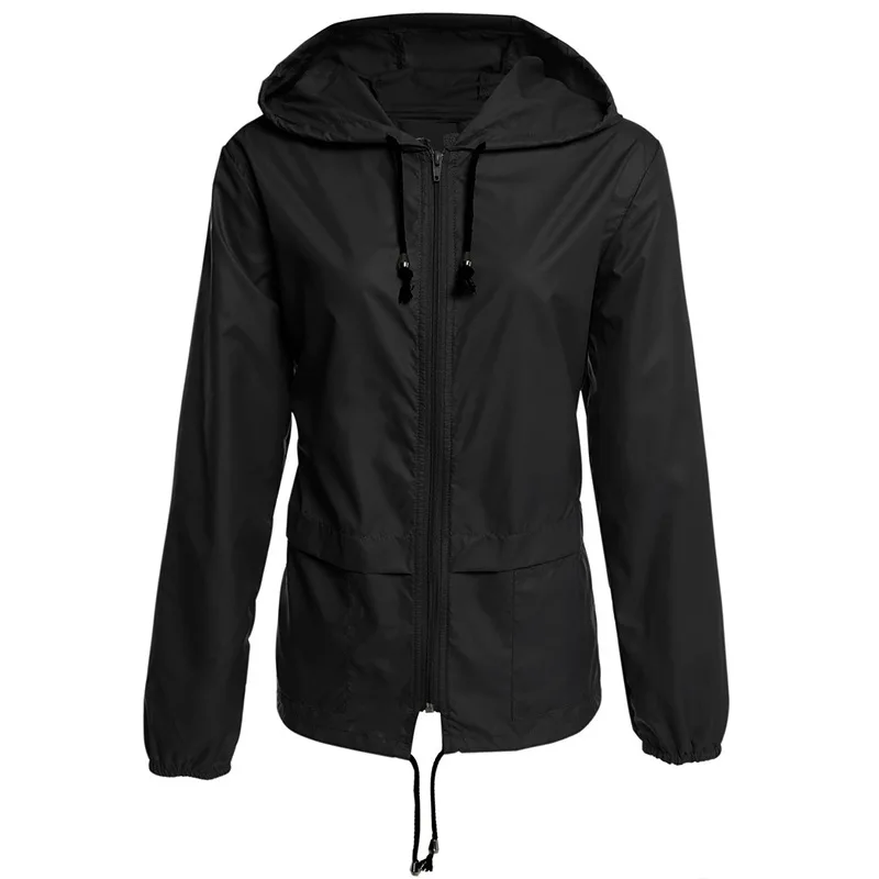 

Outdoor hooded zipper cardigan hiking rainproof jacket jacket women's top