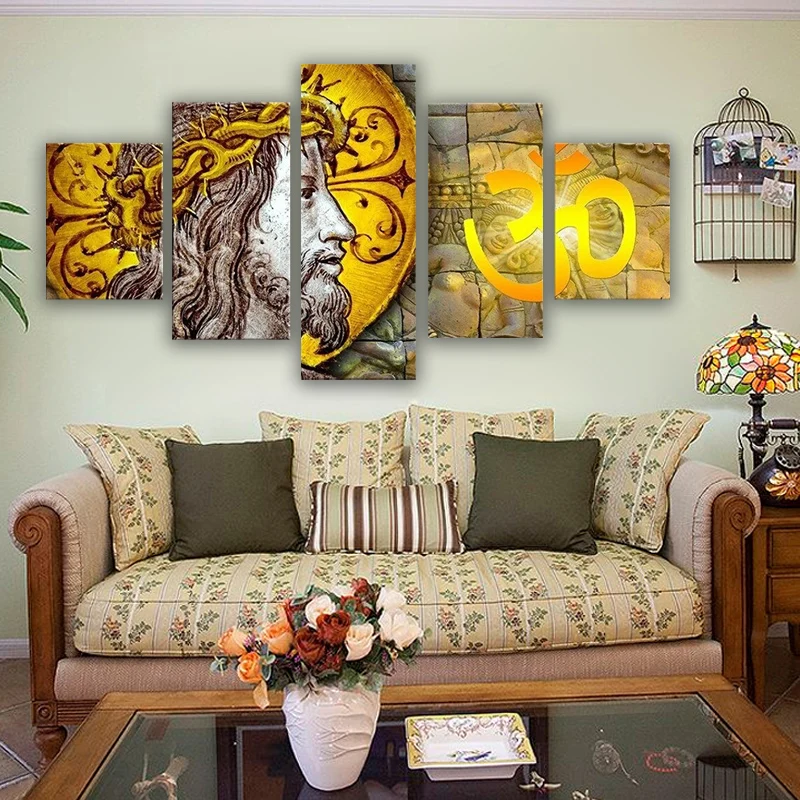 

Modern Canvas Home Decor Paintings Christian Religion Abstract 5 Piece HD Wall Art Poster Prints HD Picture For Kids Room