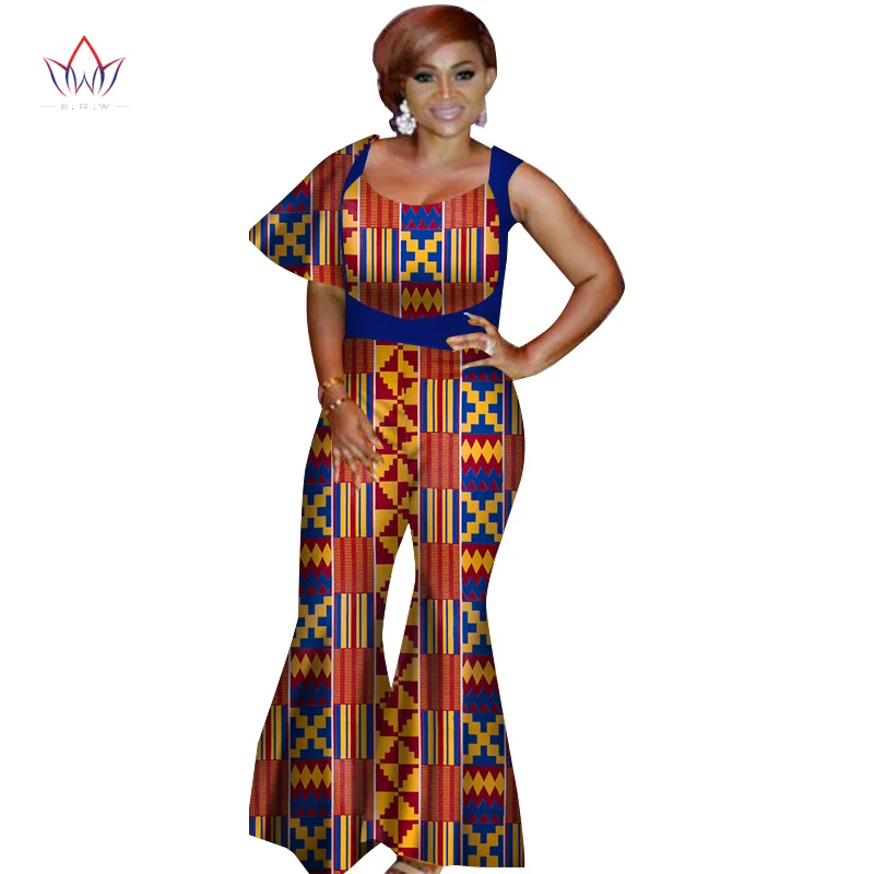 Summer African Women Jumpersuit With Print Sexy Overalls Women Jumpsuit Elegant Sleeveless Dashiki Pant Plus Size 5xl WY3138
