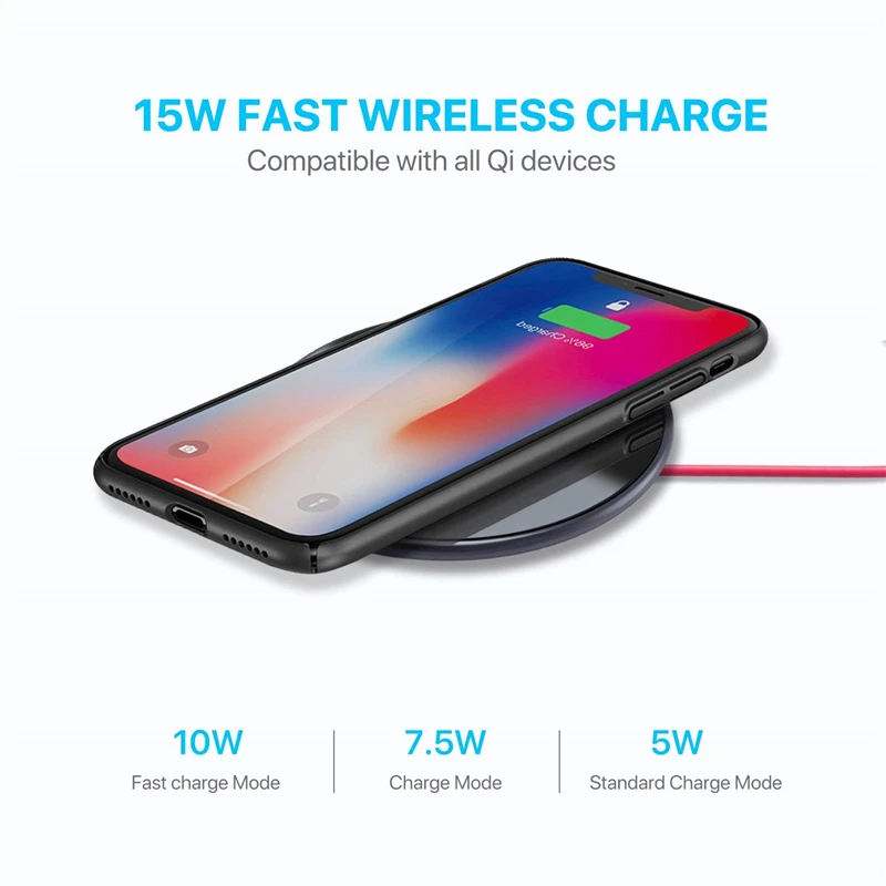 Ультратонкое 10 Вт Быстрое беспроводное зарядное устройство из сплава для IPhone XR XS