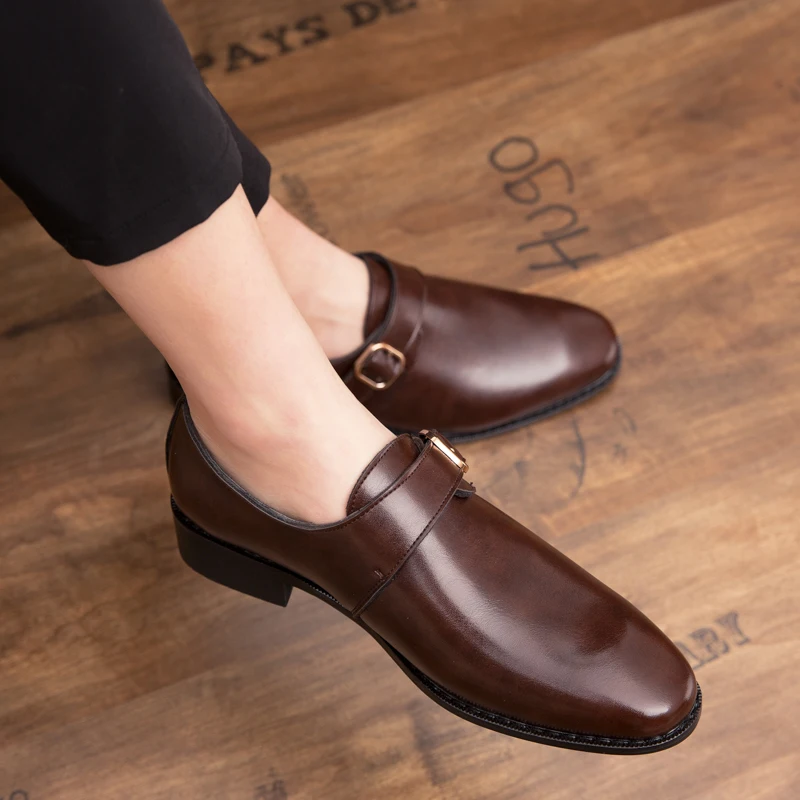 Men leather Casual Shoes mens pointed toe dress shoes high quality formal slip on Flats sandals man black brown Party Lofers | Обувь