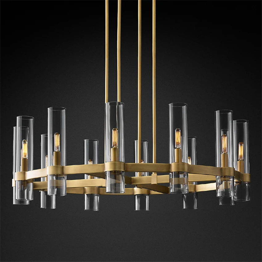 

Nordic Modern Glass Barrel Ring Chandeliers Lights Living Room luxurious Gold Dining Room Hanging Lamps Designer Deco Fixtures