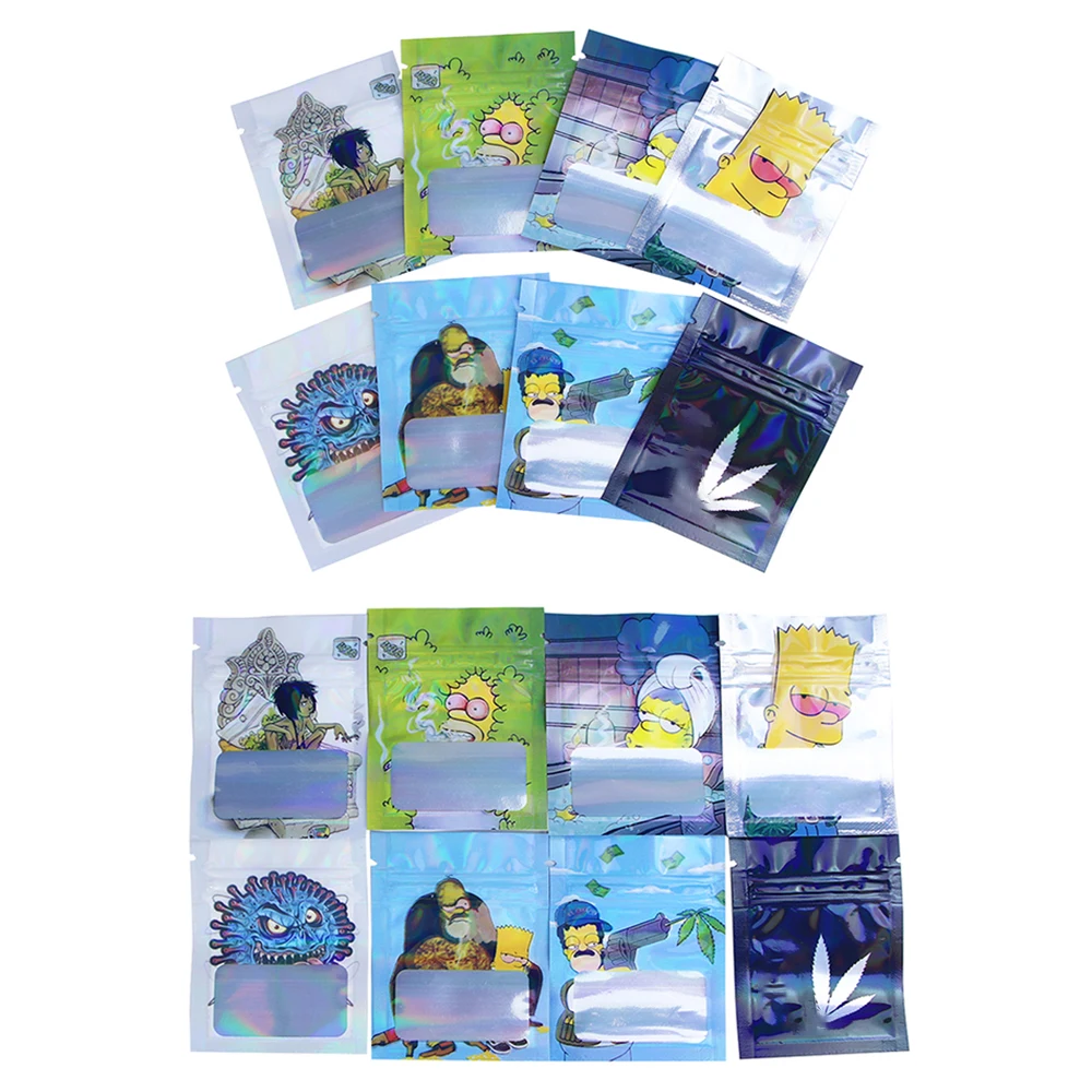 

1G Mini Mylar Bags Sealed Storage Dry Herbal Flower Hologramic Clear Window Aluminum Foil Plastic Opp Pouches Empty Flat Bag