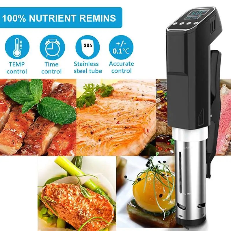 Вакуумная медленная кухонная плита Sous Vide 2000 Вт 15л мощный погружной циркулятор с ЖК-дисплеем и цифровым таймером из нержавеющей стали