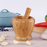 home kitchen bamboo artifact garlic press pot pedestal bowl masher grinder 9 59 5cm kitchen tools gadgets accessories