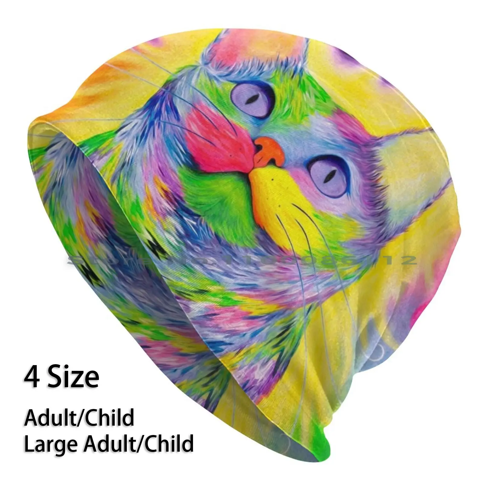 

Rainbow Kitty Cat Beanies Knit Hat Cats Kittens Colorful Pop Art Feline Cat Face Cute Animal Fun Cat Lover Cat Owner Cat Mom